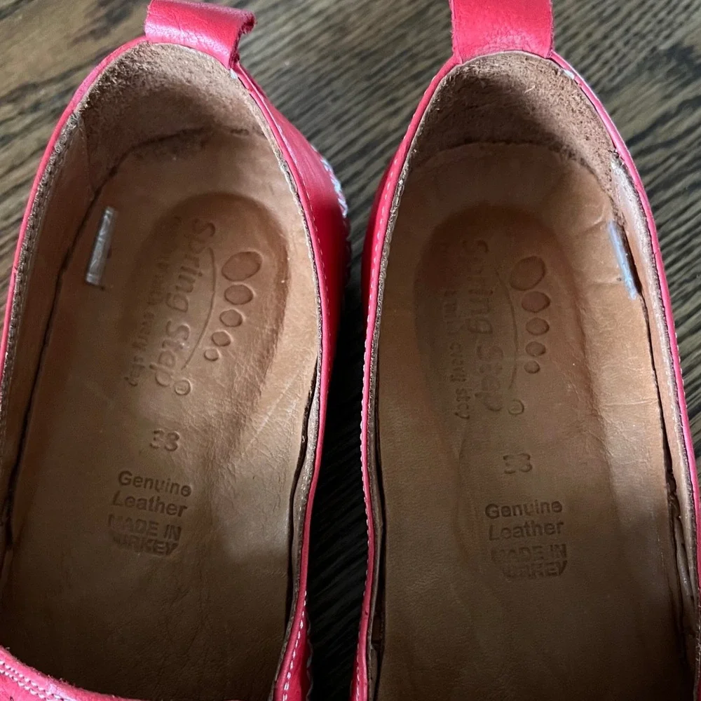 Spring Step Ingrid Red Leather Laser Cut Loafers Flats 38 Nordstrom MSRP $109.95